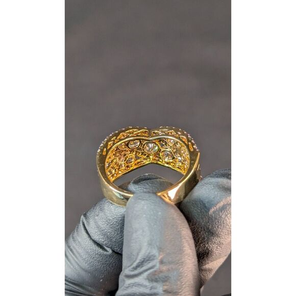 Danbury Mint Five Carat Kiss Ring Size 10 Gold 18k Plated 75 Diamonisse Gemstone - Picture 4 of 11